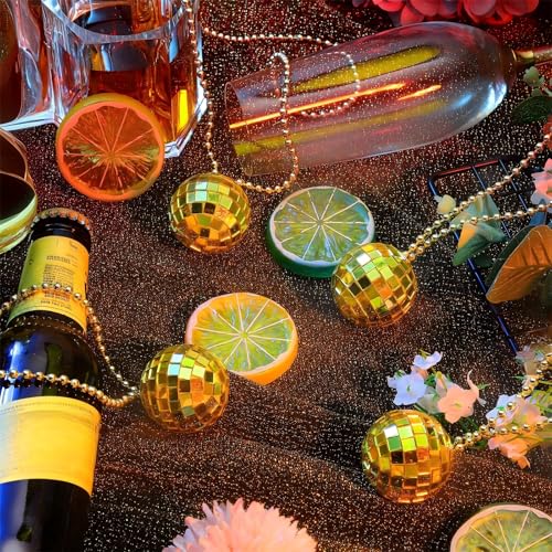 image for Hicarer 12 Piece Mirror Disco Ball Costume Necklaces 70s Disco Party N