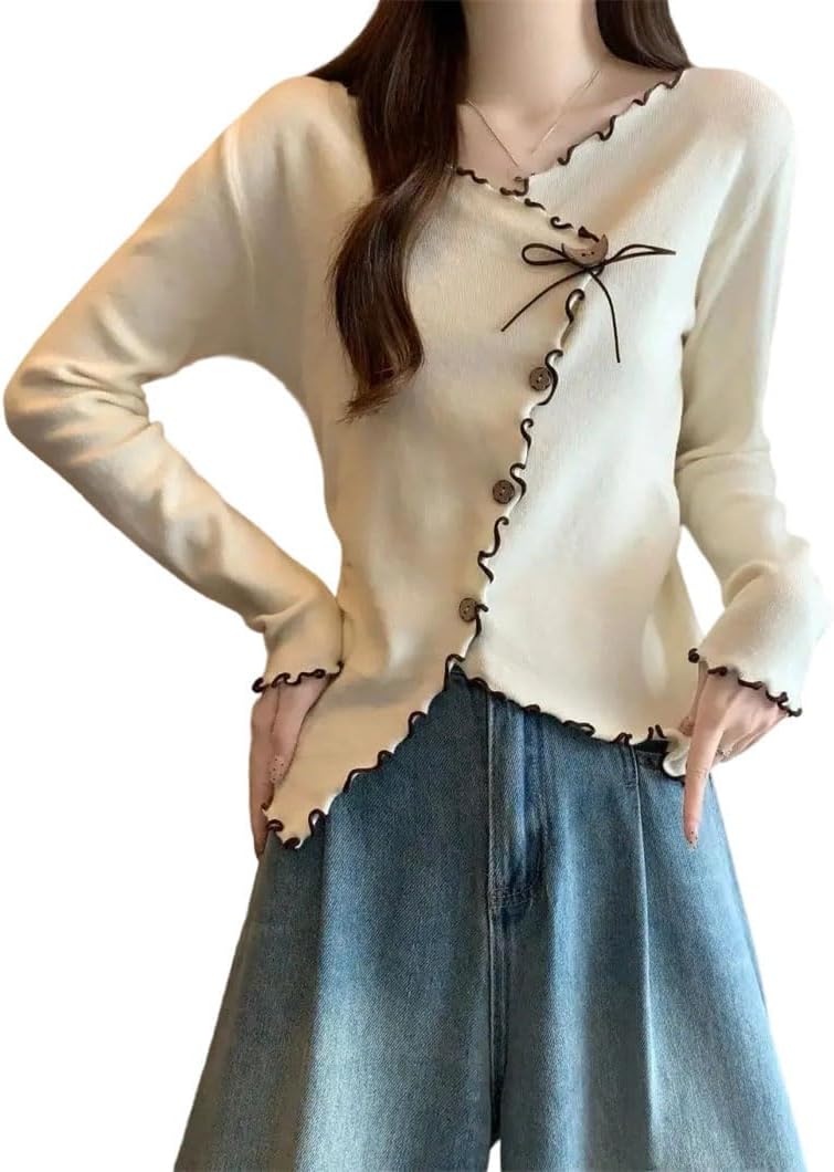Women's French Ear Base Sweater Fall Irregular Long Sleeve Knit Top