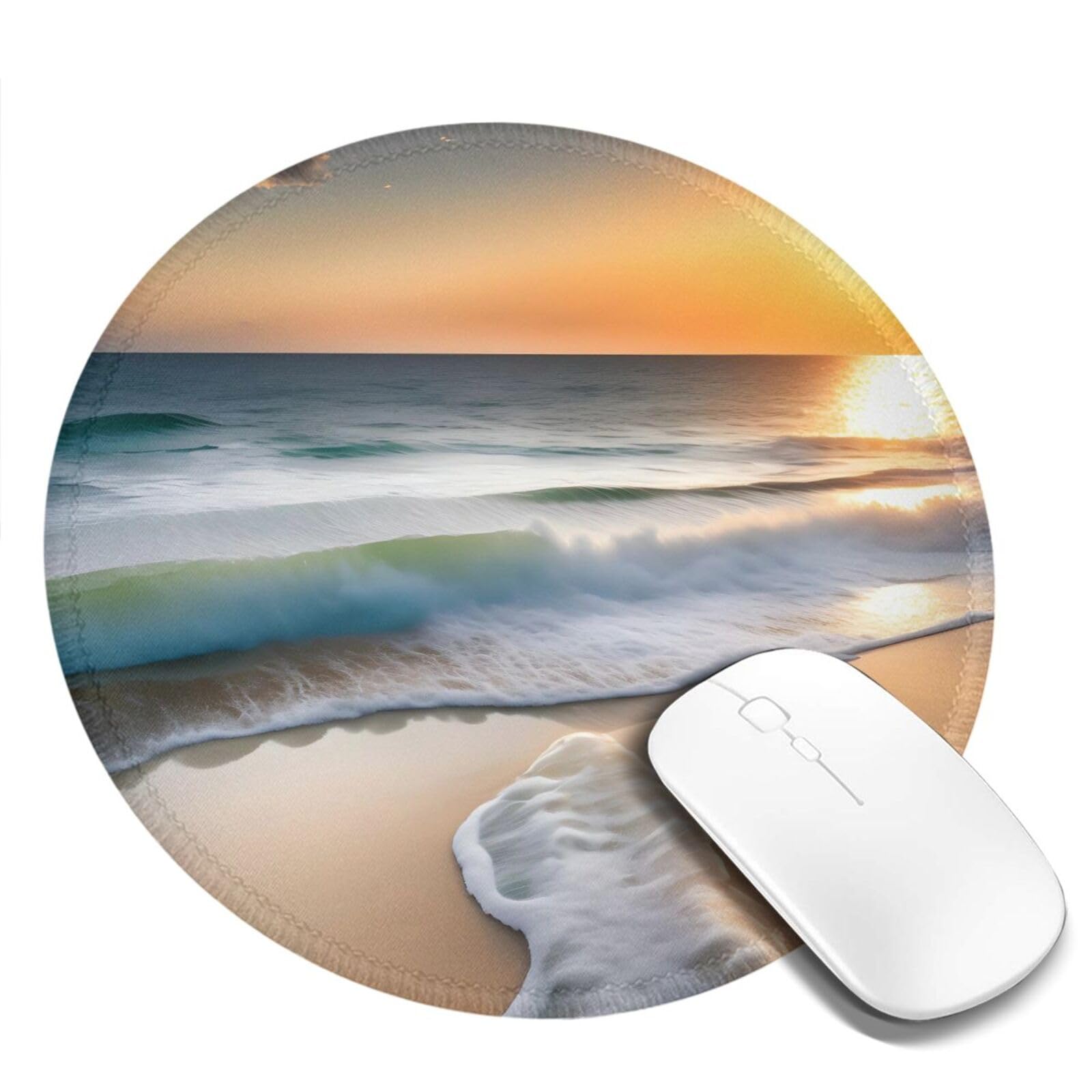 RUNMIND Tappetino per mouse rotondo, linee color smeraldo e rame, tappetino per mouse piccolo con base in gomma antiscivolo, tappetino per mouse impermeabile da 8 pollici