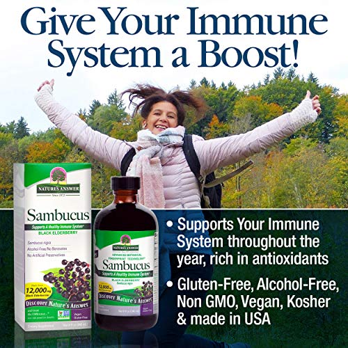 Nature's Answer Sambucus Elder Berry Extract Syrup 8 Ounce ( 3 Pack ) | Daily Immune Support | Packed With Antioxidants | Family Friendly | Flue Season Defender #TOP2