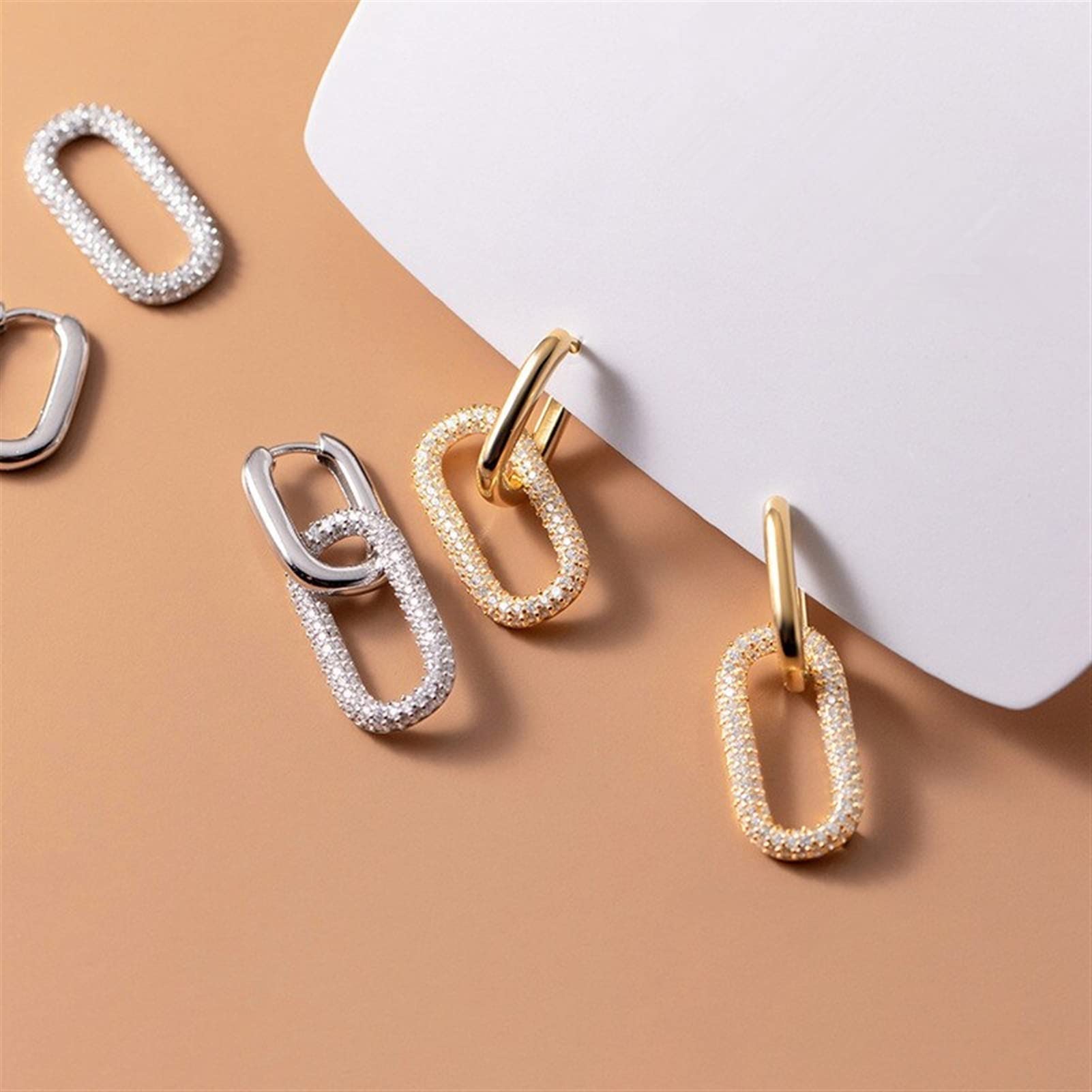 Pendientes Creativity 925 Declaración de Plata esterlina Boho Sparkling Zircon Pendientes Femenino Piercing Piercing Joyería Lindos Aretes (Gem Color : Gold)