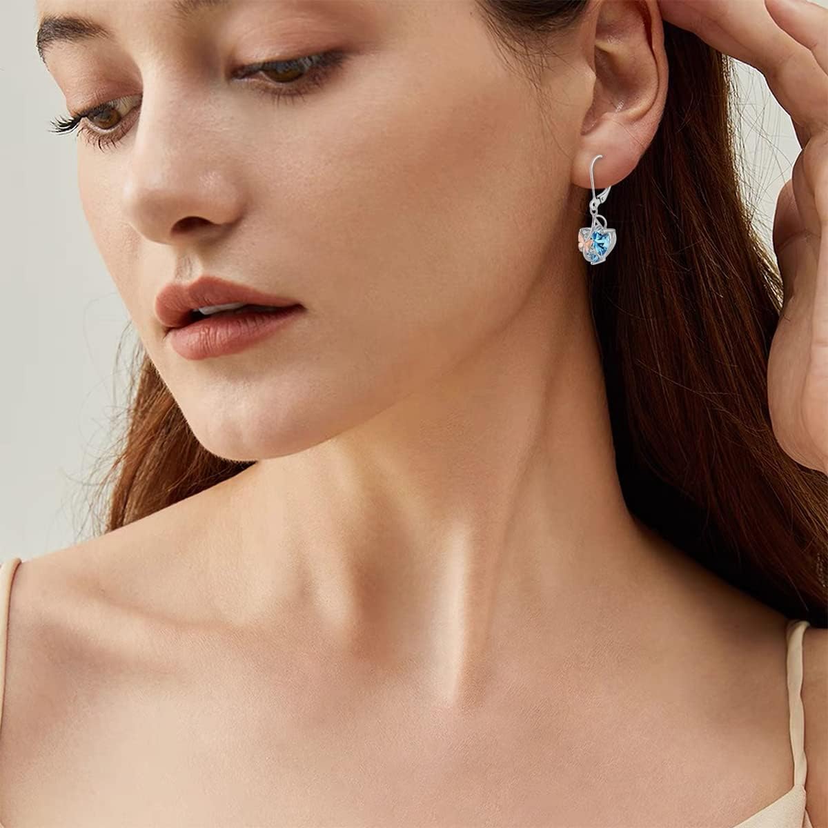 Dangle Drop Leverback Earrings for Women, 925 Sterling Silver Infinity Butterfly Heart July Birthstone Ruby Color Earrings Jewelry Gifts, Anniversary Birthday Gifts for Her - Image 2