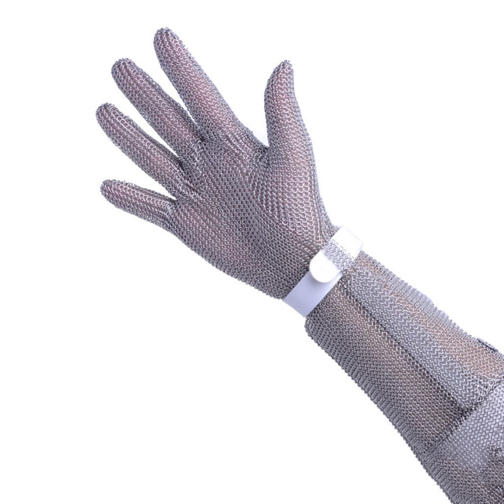 Guantes Resistentes al Corte de Metal alargados de 38 cm, Matanza/Aventura al Aire Libre/Planta de procesamiento de Alimentos (Color : 1pcs/S)