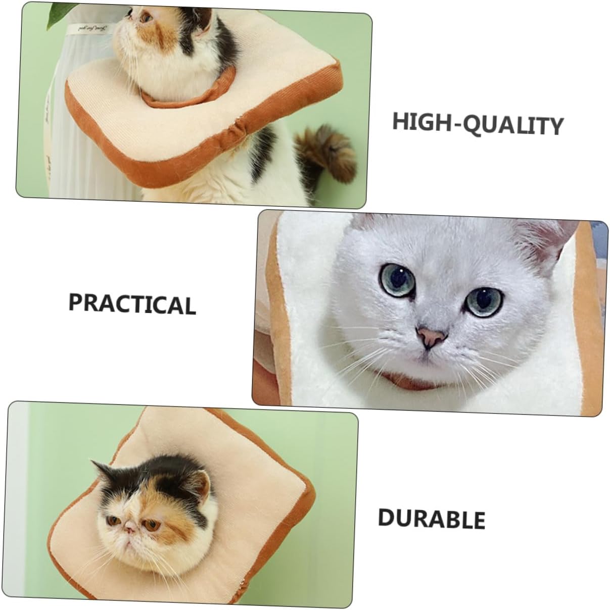SEWACC Licking Cat Collar Toast Design Soft for Cats Protective Post Surgery Neck Guard Prevents Biting and Scratching