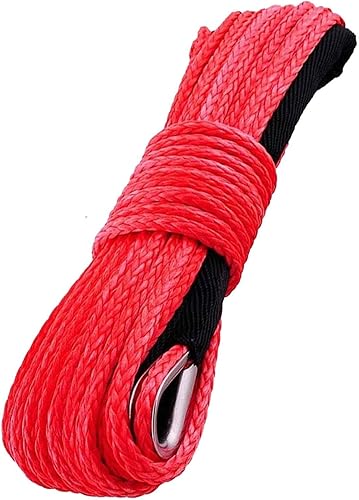 Miniatura 7 de Cuerda de cabrestante sintética de 14 pulgadas x 50 pies, 7700 libras con funda protectora negra para ATV, UTV, SUV, cable de línea de cabrestantes