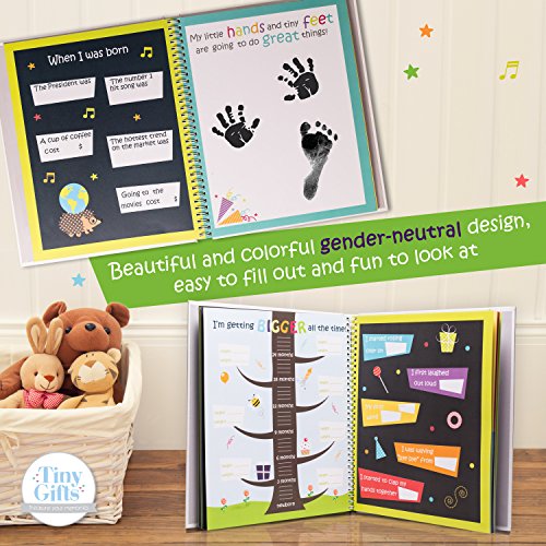 First 5 Years Baby Memory Book + Clean-Touch Ink Pad + Gift Box. Record Your Girl Or Boy Photos & Milestones. Keepsake Journal | Scrapbook | Photo Album. Modern Gift For Expecting Parents #TOP2