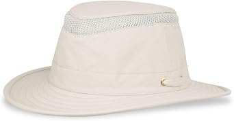 Tilley Mens Womens LTM5 Lightweight Water Repellent Medium Brim  for Life Airflo Sun Hat, Off-White, 7 3/8