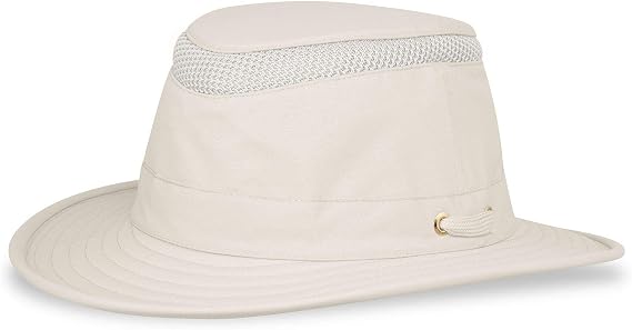 Tilley Mens Womens LTM5 Lightweight Water Repellent Medium Brim  for Life Airflo Sun Hat, Off-White, 7 3/8