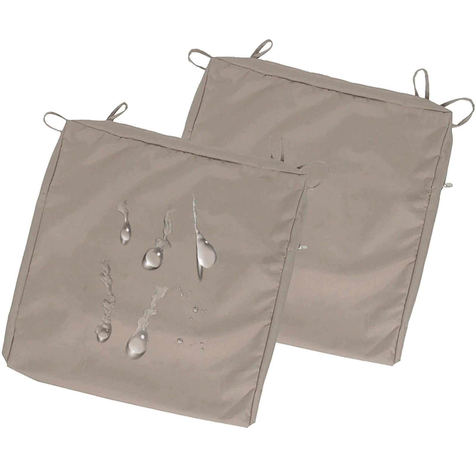 uyeoco 2-Pack Waterproof Sofa Seat Cushion Covers with Zipper, 60x60cm & 55x55cm, Chair Seat Pads Cover for Indoor & Outdoor Patio Rattan Furniture(Khaki,47x40x8cm)