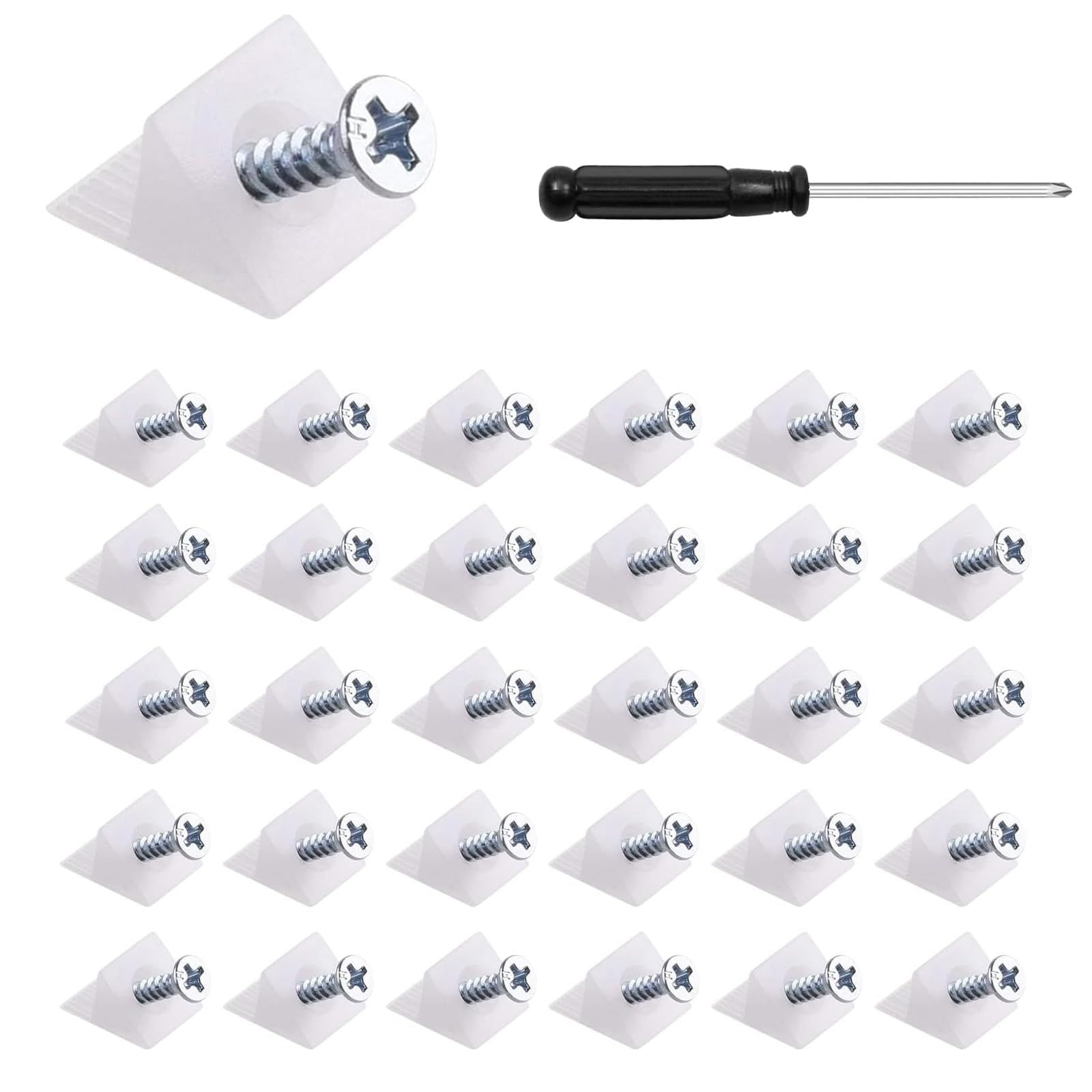 80pcs Drawer Repair Kit - Drawer Supports Drawer Bottom Sagging Repair Fix Mending Wedges, Drawer Repair Kit with Screws Plastic Corner Brace Angle Code Bracket Fastener