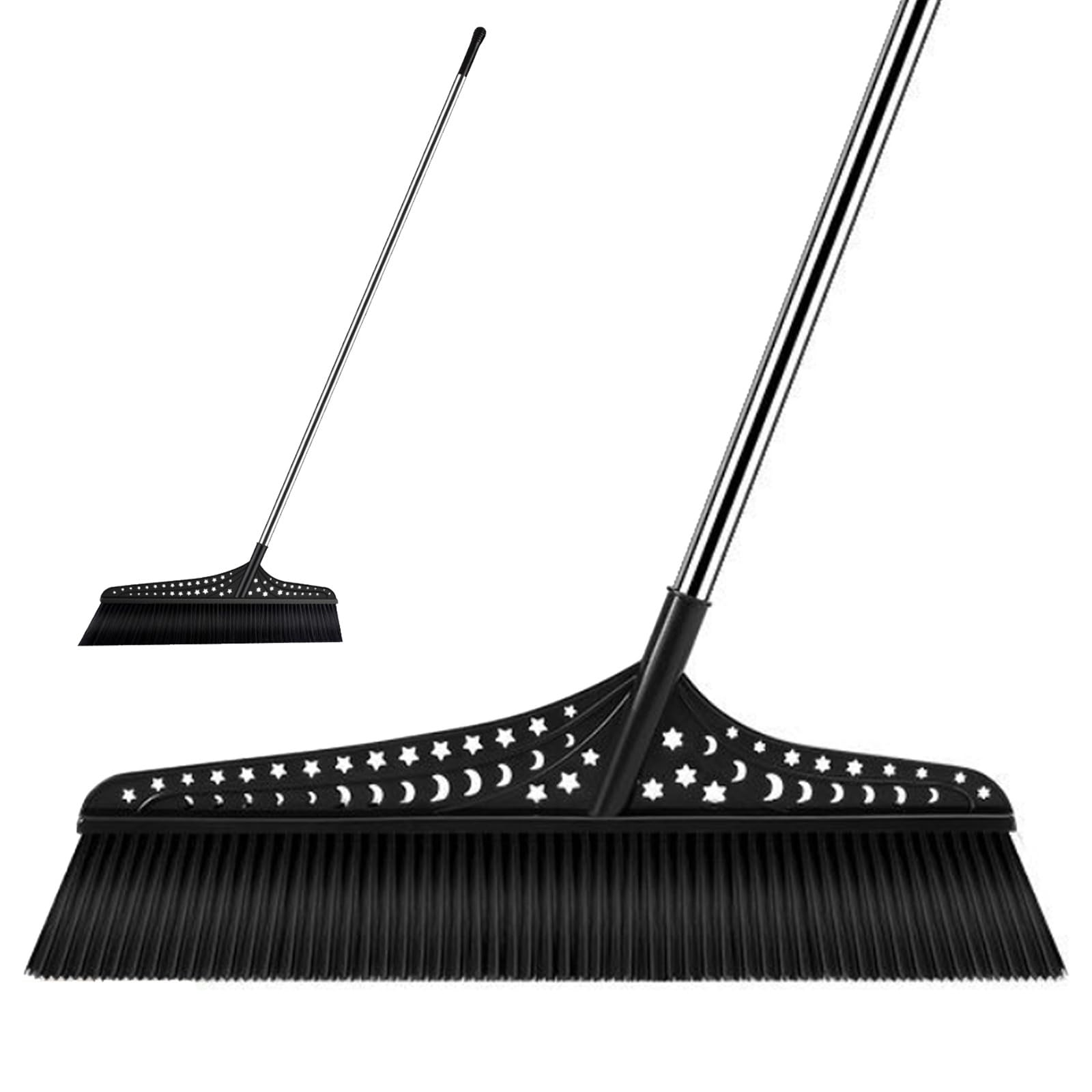Besen für den Außenbereich, robuster Kehrbesen mit langlebigen Borsten, Küchenbesen für Einfahrten, Höfe, Freiflächen(Black,50cm)