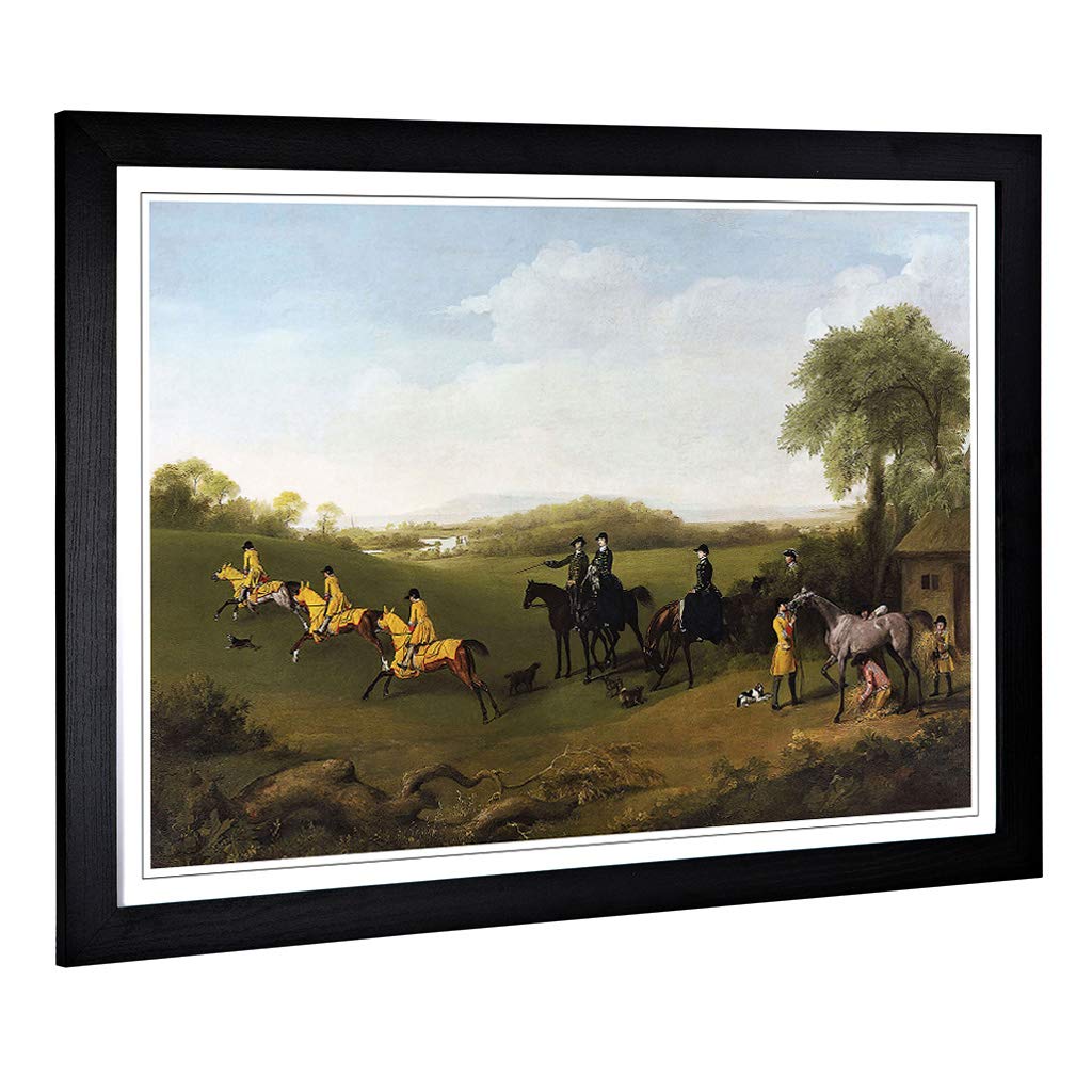 Big Box Art Framed Print of George Stubbs Racehorses Excersising Design | Wall Art Picture | Home Decor for Kitchen, Living Room, Bedroom, Hallway, Black, A2 / 24.5x18 Inch / 62x45cm