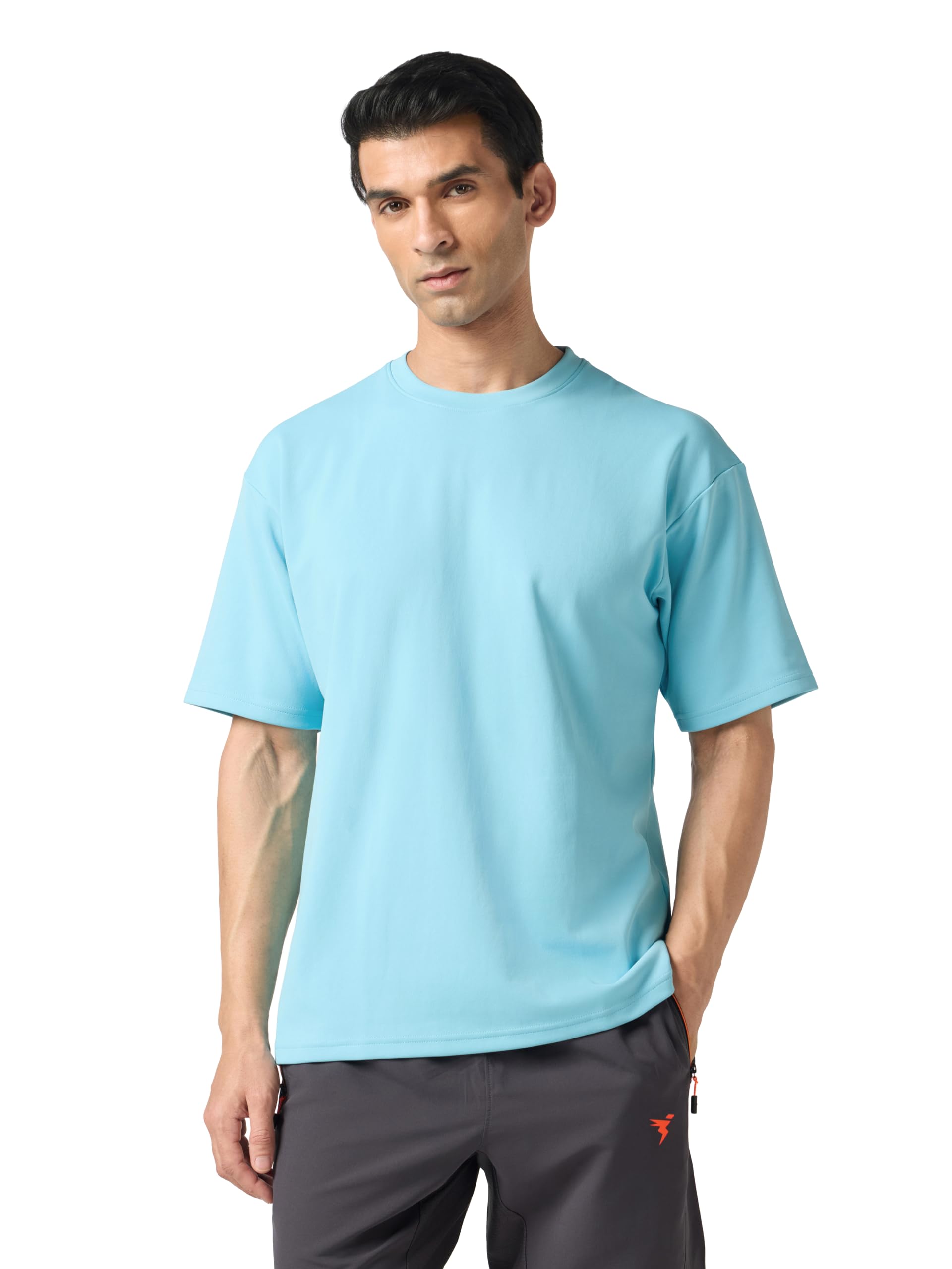 technosport Men's Relaxed Fit Round Neck Drop Shoulder T-Shirt with Elasto Plus for Sports, Gym & Regular Use-picture-17