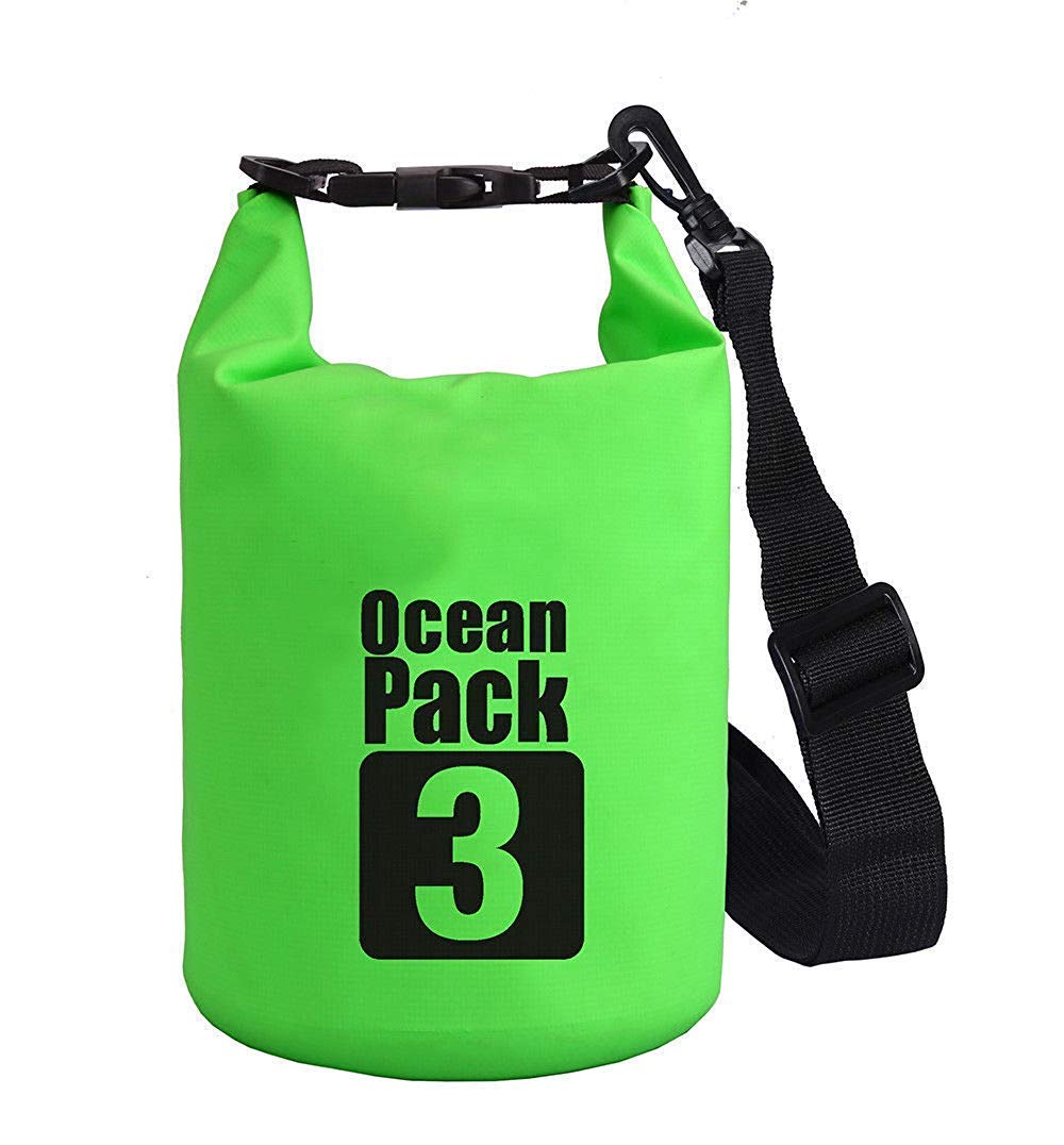 Breewell Newest Beach Bags Swimming Necessity PVC Waterproof Dry Bag 2-20L Capacity Ocean Pack Sack Canoe Floating Boating Camping - 3 Liter (Multicolor)