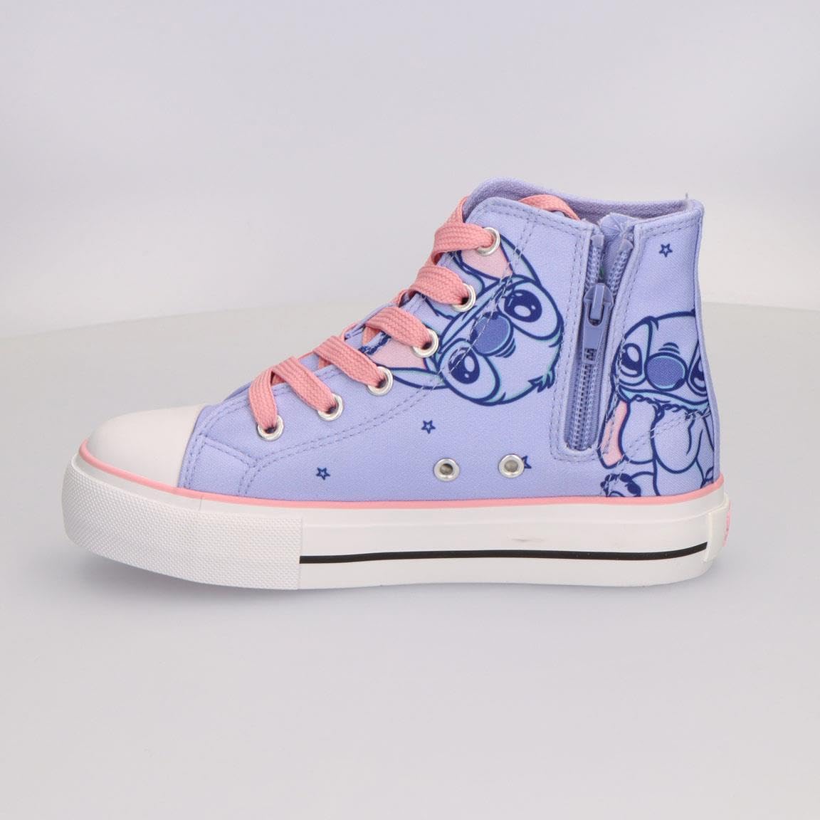 Disney Stitch - Zapatillas de deporte para niña - Zapatos altos y bajos de lona o poliéster con o sin luces LED, cierre de cordones, cremallera o , tallas 25-35