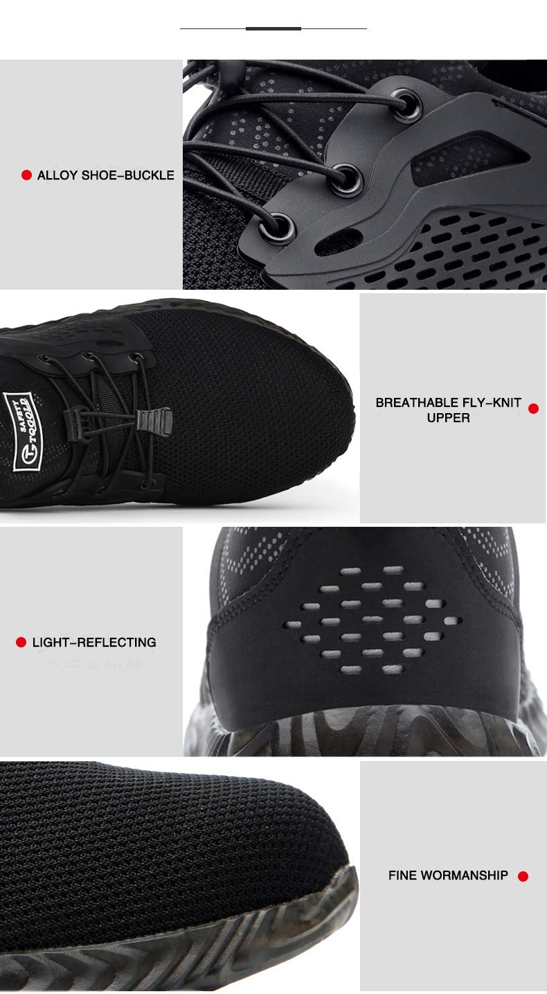 AONETIGER Men's Women's Safety Working Ultralight Shoes Industrial & Construction Anti-Puncture Breathable Steel Toes Shoes — view 7