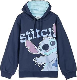 Lilo und Stitch - Sudadera con capucha para niños y adolescentes, color azul oscuro o rosa, cálido, tallas 128-164 cm