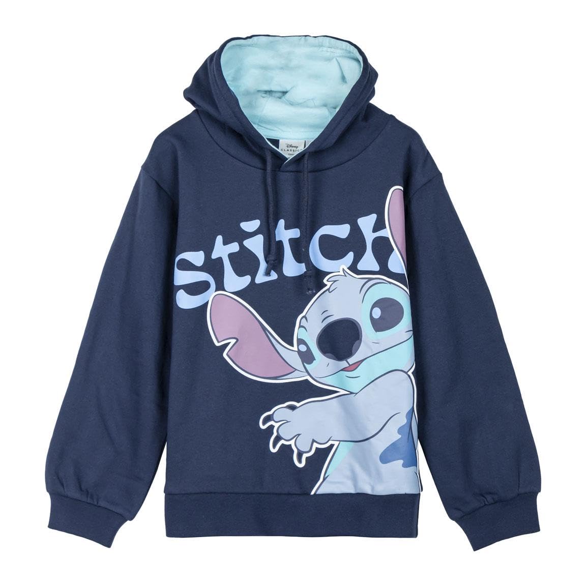 Disney Pull à capuche Lilo et Stitch pour enfants et adolescents - Pull cool - Bleu foncé ou rose - Chaud et douillet - Tailles 128-164 cm