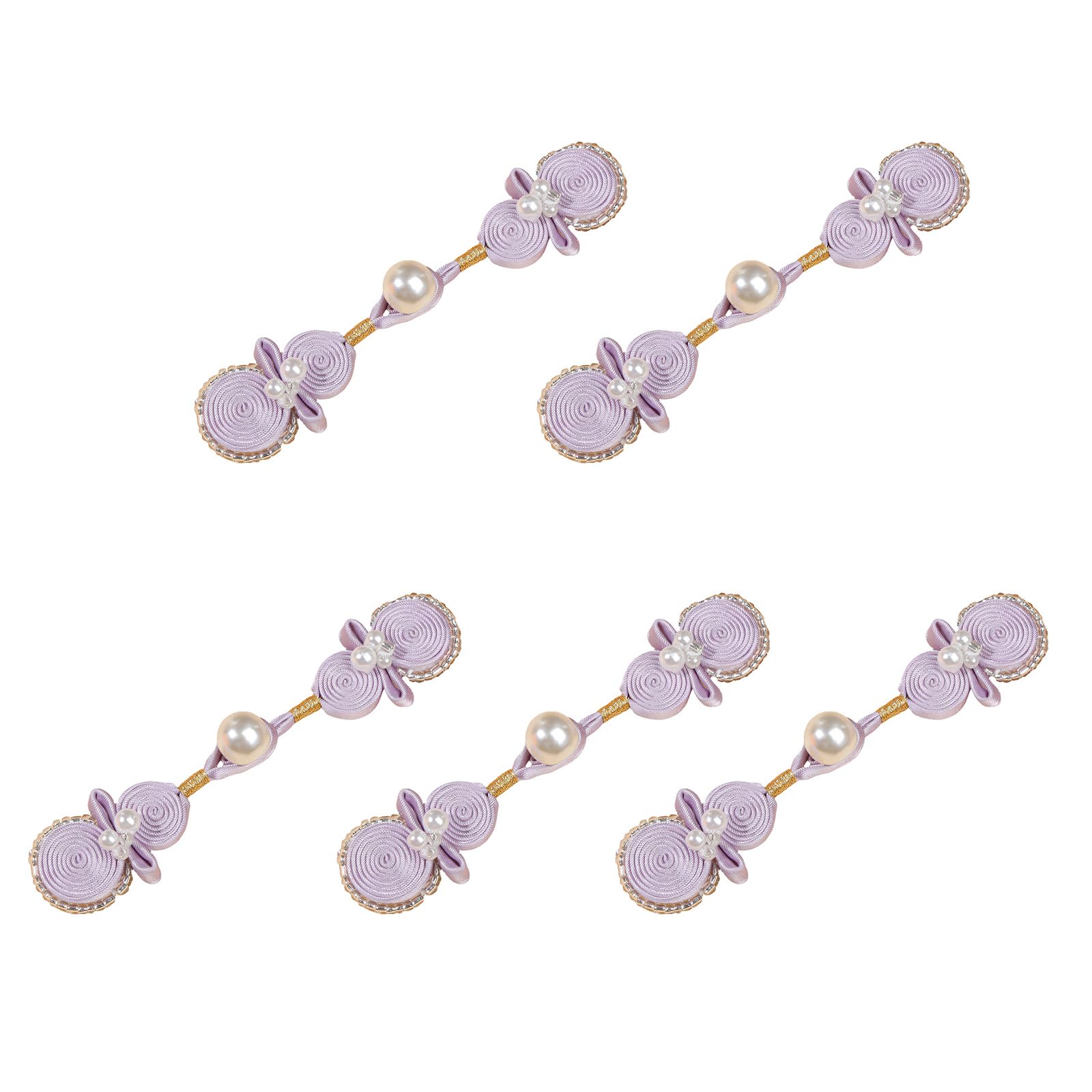 APGLSXY 5Pcs Pearls Gourd Oriental Fabric Button Closure Cheongsam Knot Button Fasteners for Cheongsam Dress Garment Making Chinese Fabric