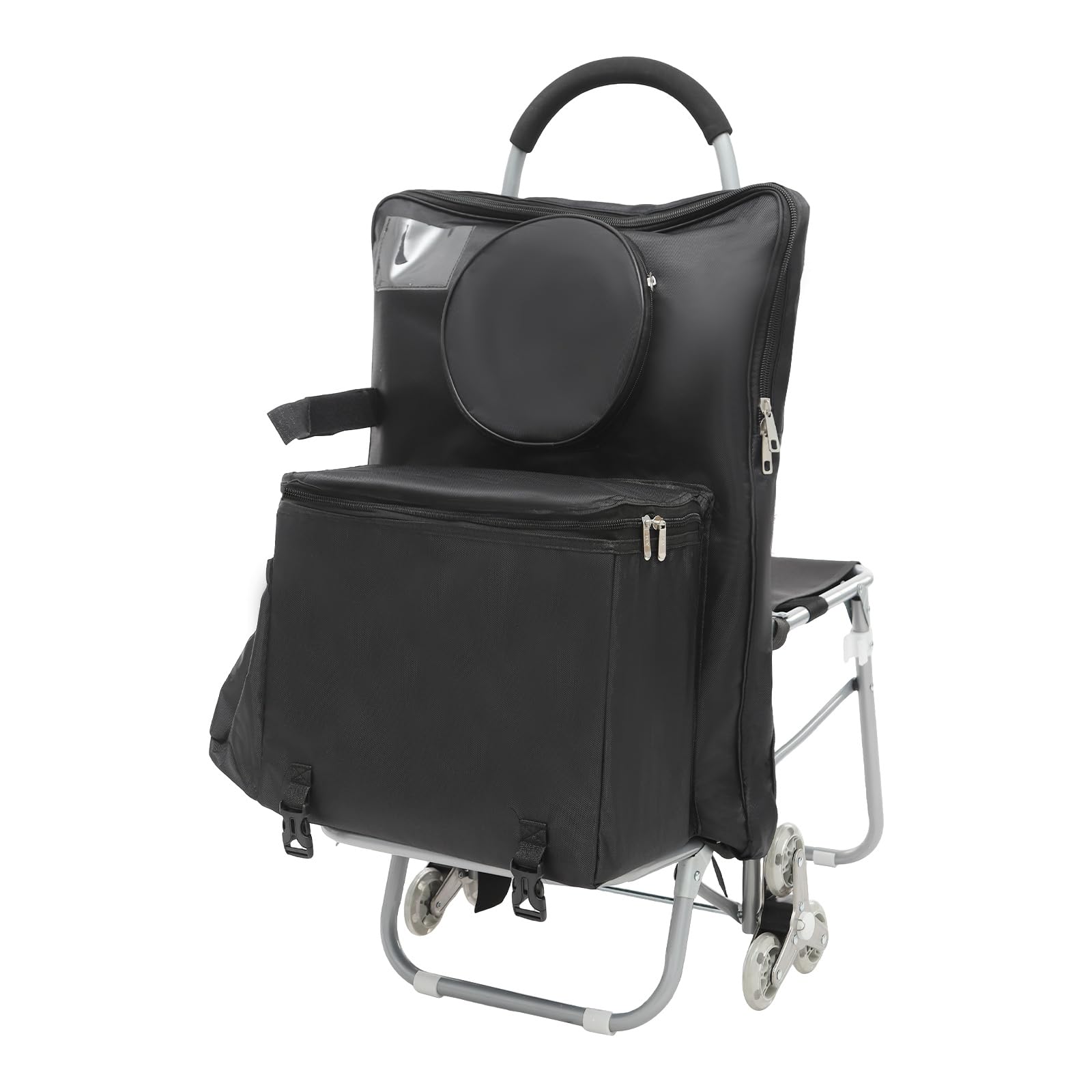 Trolley Type Painting Box for Sketching,Portable Outdoor Art Student Sketching Easel Trolley Cart Can Sit,Storage Stool for Painting Tools,Folding Wheeled Portable Rolling Chair/Art Cart (Black)