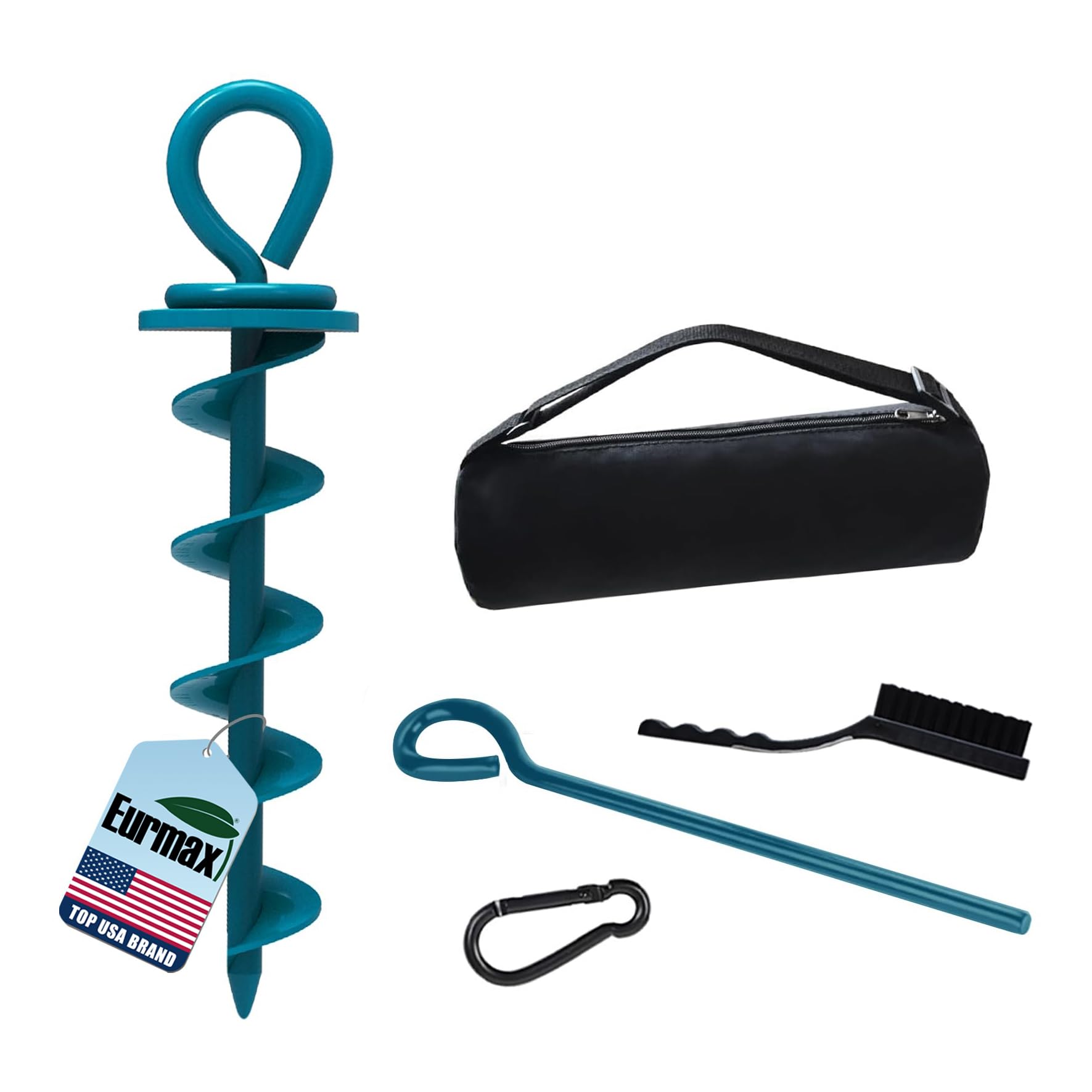 Eurmax USA Heavy Duty Dog Tie Out Stake, No-Tangle In Ground Anchor Runner for Large Dogs up to 210 Lbs - Perfect for Yard, Beach and Camping (Medium,Navy Blue)