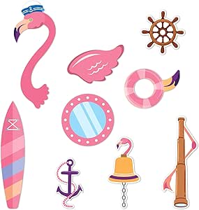 9-Pack Cruise Door Magnets - Vintage Tropical Decor For Cabin Door, Fridge, Or Car