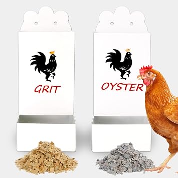 Chicken Oyster Shell Feeder and Grit Feeder,Metal Chicken Feeder for Chicken Coop Accessories