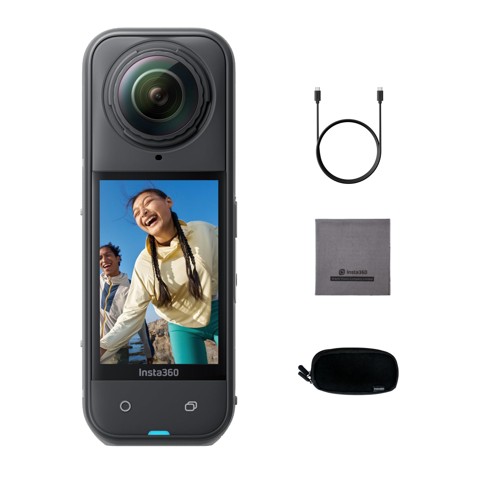Insta360 X5 - Action Cam Impermeabile 360° in 8K, Superba in Bassa Luce, Selfie Stick Invisibile, Obiettivi Sostituibili, Autonomia 3 ore, Cover Antivento, Stabilizzazione, Design con triplo Chip IA