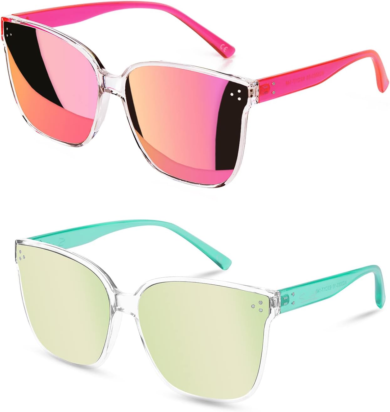 Sumato Sunglasses Womens, Oversized Pink Sunglasses for Women with Trendy Mirrored Lens UV400 Blocking