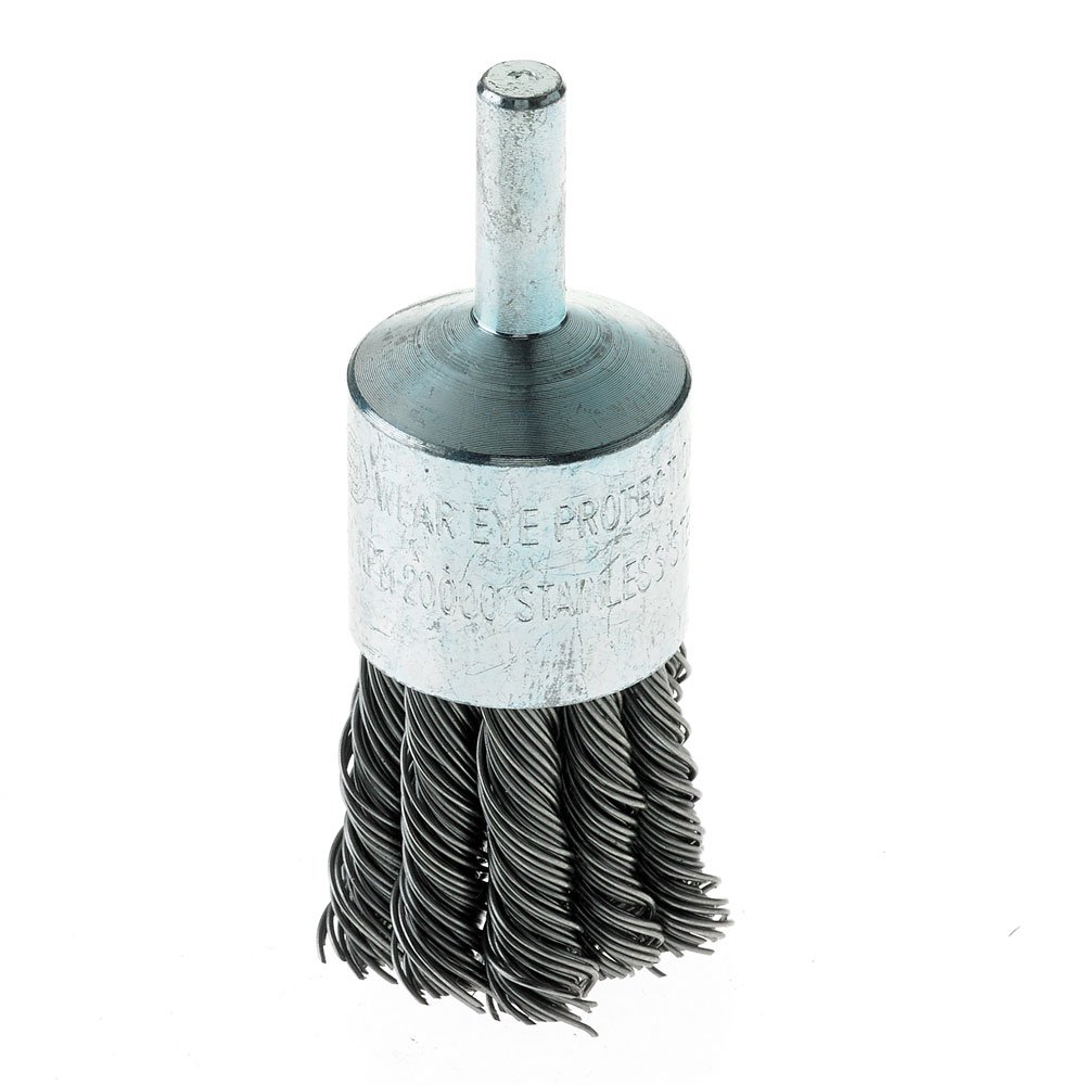 Mercer Industries 181020B - 1" x 1/4" Shank Knot End Brushes, .020 Stainless Steel Wire (20 pack)