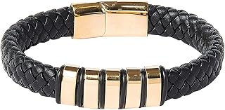 Shining Jewel Braided Designer Stainless Steel and Leather Bracelet for Men, Boys and Women [Unisex] Price In India