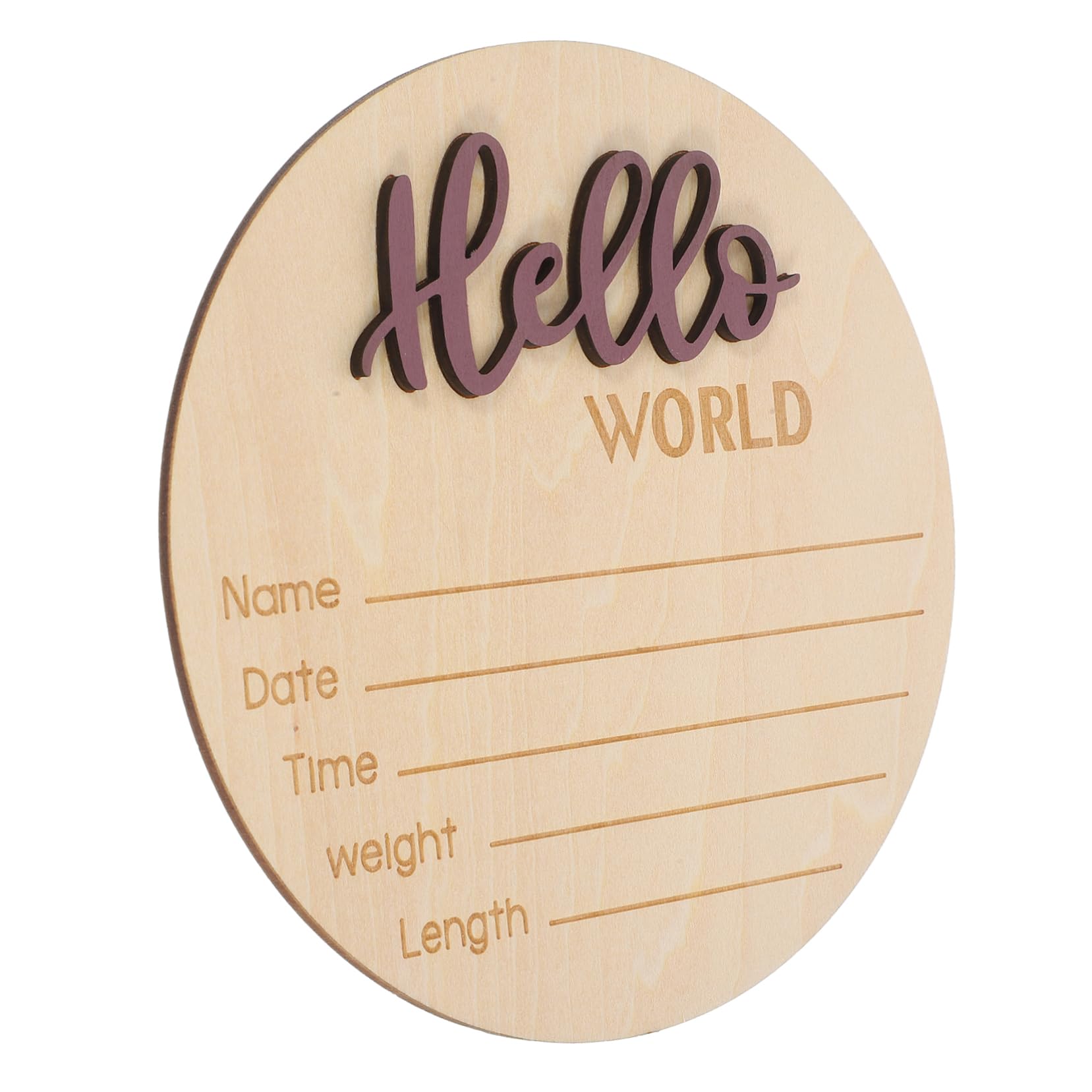 ERINGOGO Baby Announcement Sign Wooden Newborn Photo Prop Baby Board Round Wooden Birth Announcement