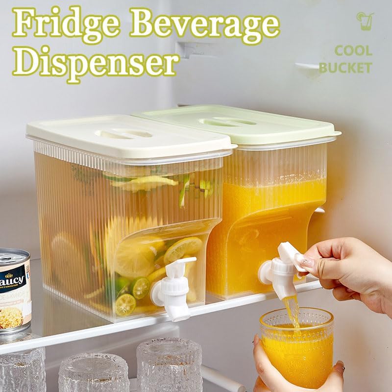 Drink Dispenser with Spigot 3.5L (0.9 Gal) Large Capacity Fridge Cold Drink Container Juice Water Pitcher Beverage Dispenser Stand Juice Jug for Kitchen,Home,Camping,Party (Green Clear) - Image 2