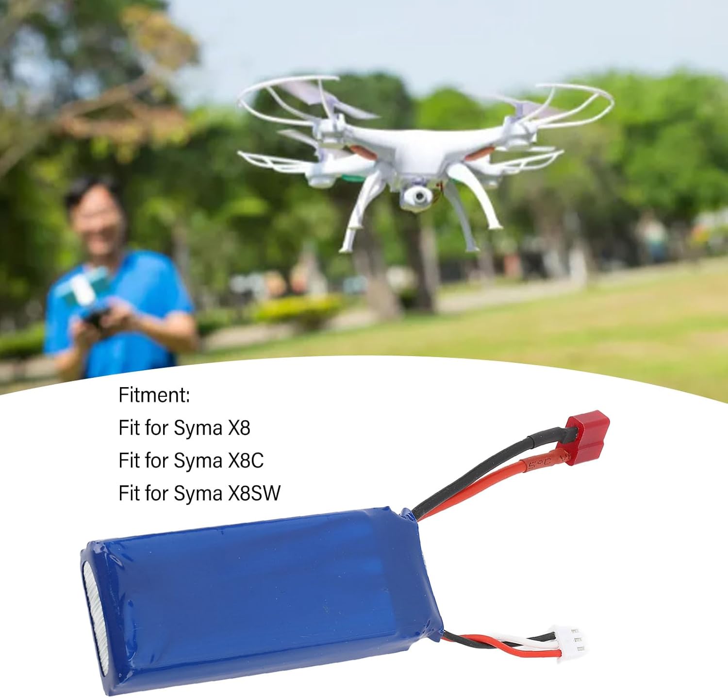 RC Drone Lipo Battery, 7.4V | 2000mAh, T Plug 25C RC Drone Lipo Battery Replacement for X8 X8C X8SW
