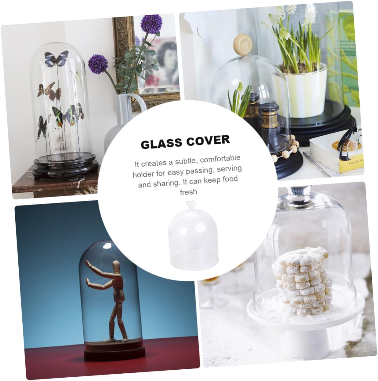 Heart-shaped Glass Cake Cover Dessert Protection Hood Display Dome for Dustproof Food Presentation in Kitchen and Dining