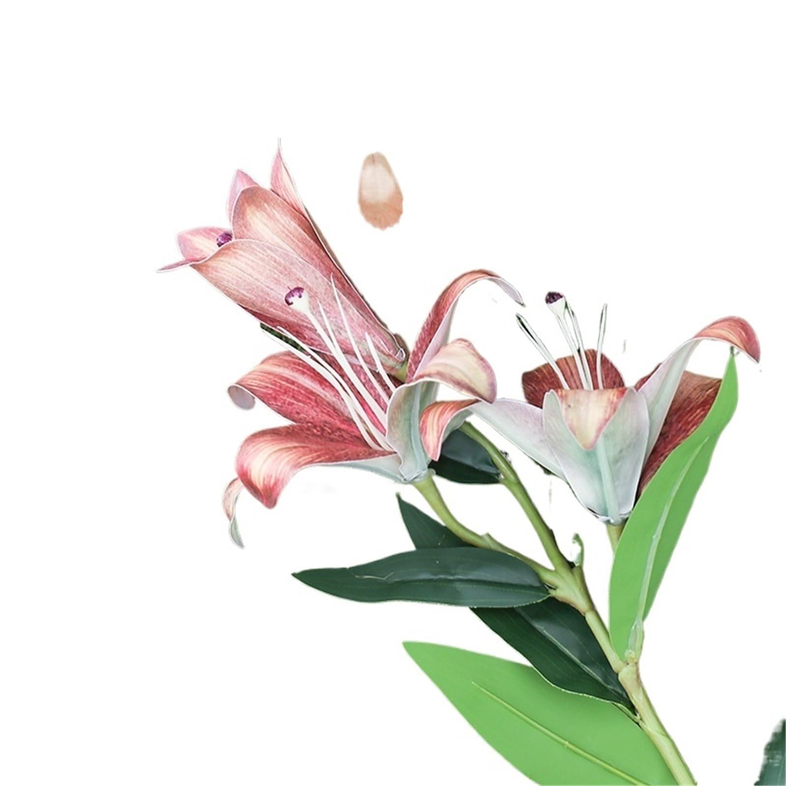 LuoAXINN Artificial Flower Branches 3 Heads Retro Long Branch Real Touch Lily Artificial Flower Party Wedding Decoration Home Garden Arrangement(Color2)