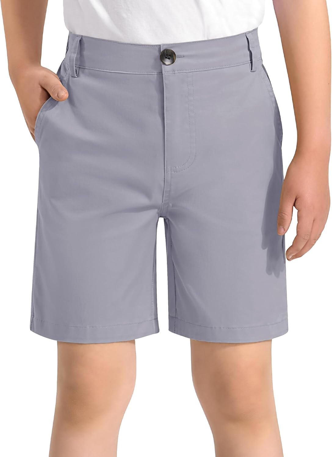 KEREDA Boys Uniform Shorts Elastic Waist Kids Golf Dress Preppy School Shorts with Pockets