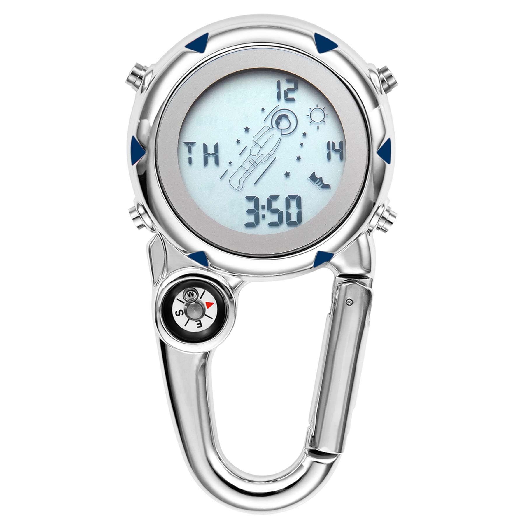 JewelryWe Clip on Digital Watch Carabiner Fob Watches for Nurses Chefs