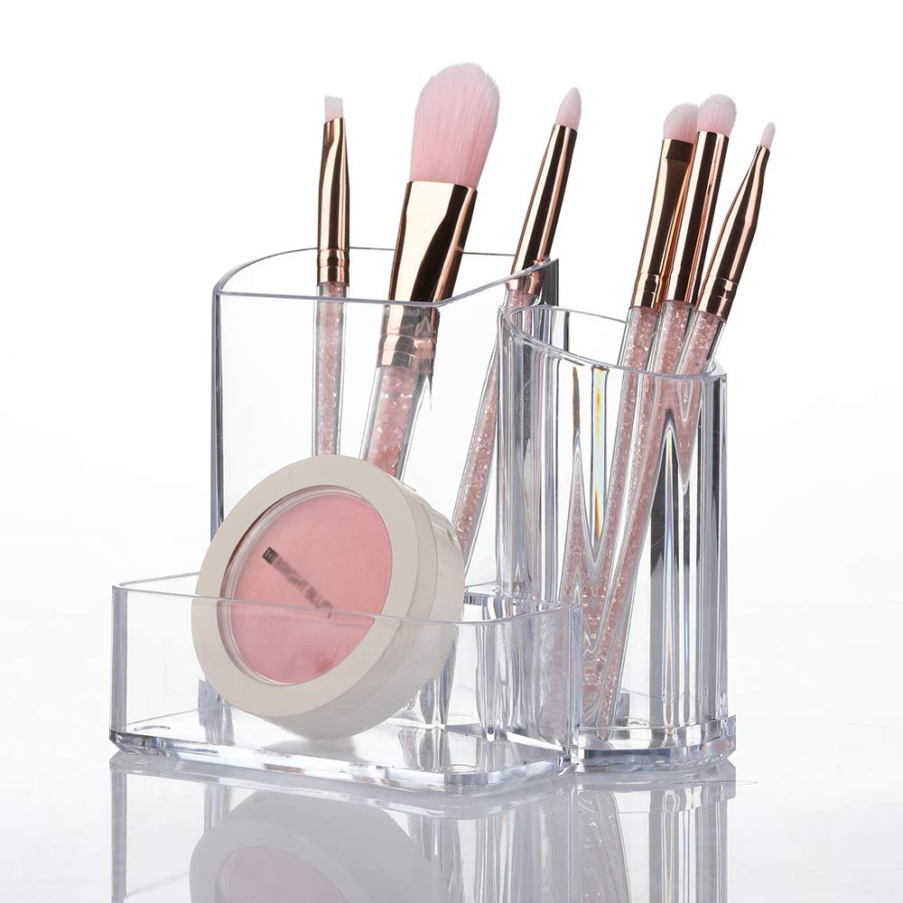 Porta pennelli Organizer per Trucco 3 Sezioni Supporto Acrilico per Cosmetici per Trucco, Casa, Ufficio, Bagno