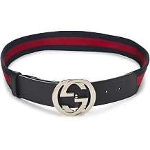 Pre-loved Navy GG Canvas Interlocking Belt 75, Black
