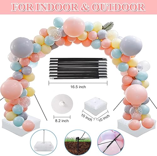 Miniatura 3 de Kit de arco de globos con bomba de globos, 9 pies de alto y 10 pies de ancho ajustable para arco de globos, marco de arco de globos con base para