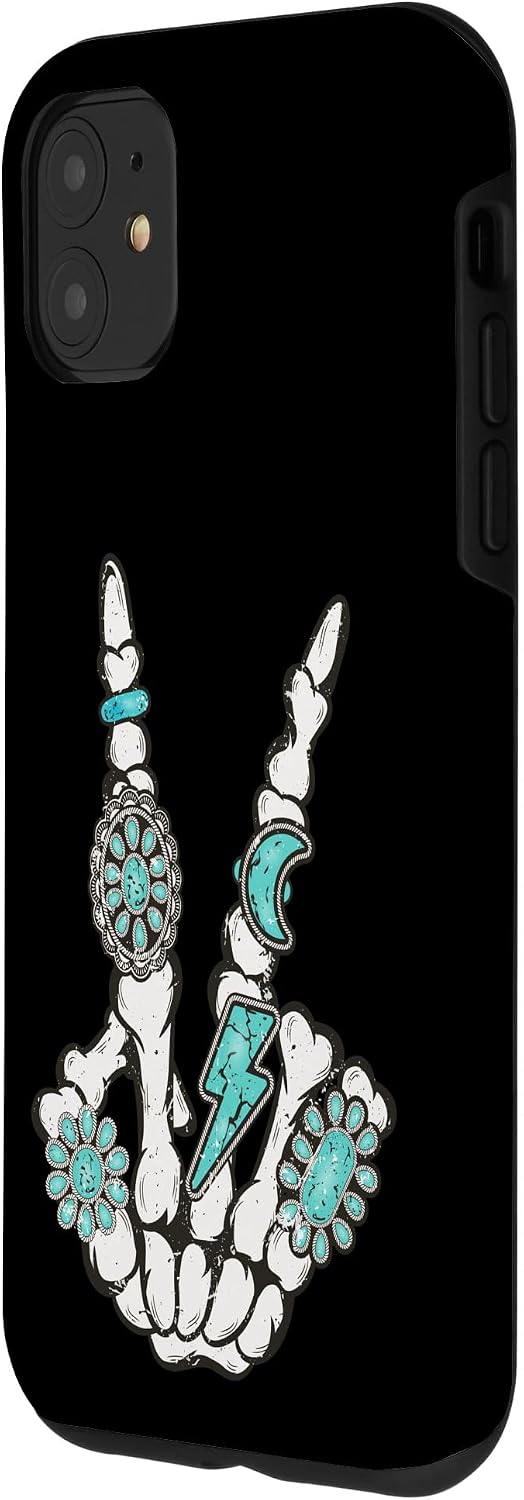 Skeleton Turquoise Hand Western Rodeo Cowboy Cowgirl Case for iPhone 11