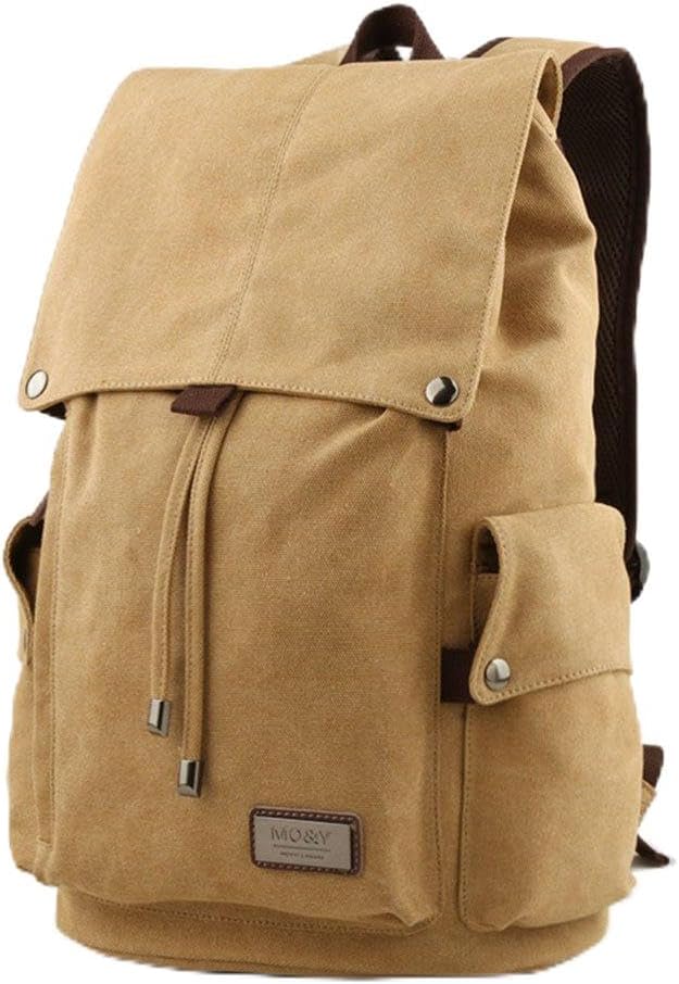 Ranbow Retro Canvas Backpack Casual Travel Bag Schoolbag Large Capacity, Camel