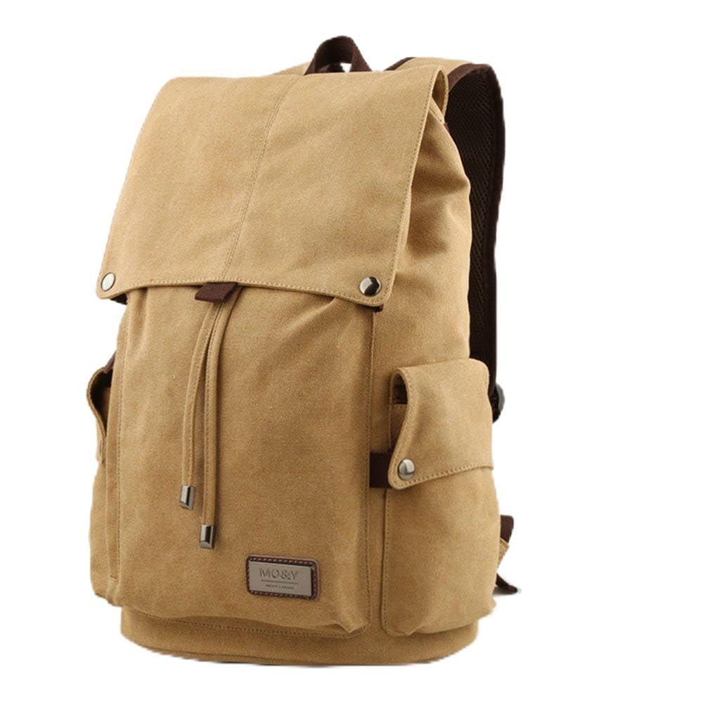 Ranbow Retro Canvas Backpack Casual Travel Bag Schoolbag Large Capacity, Camel