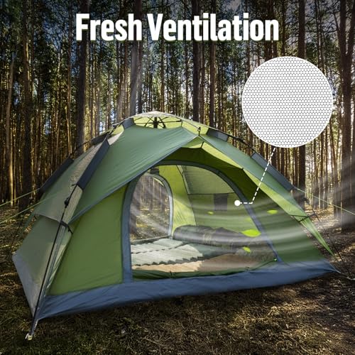 Image of Night Cat Instant Popup Tents 2-3 Persons with Footprint Tarp Easy Setup Camping Tent with Rainfly Double Layers Waterproof Automatic Hydraulic Mechaism
