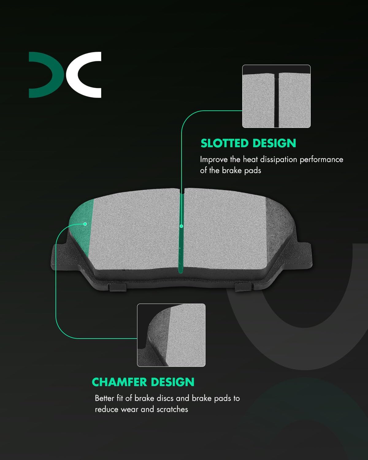SCITOO D1413 Ceramic Brake Pads Sets Front w/Hardware Replacement For Hyundai For Genesis Coupe 2010-2016,For Hyundai For Veloster 2013-2016,For Kia For Optima 2011-2015