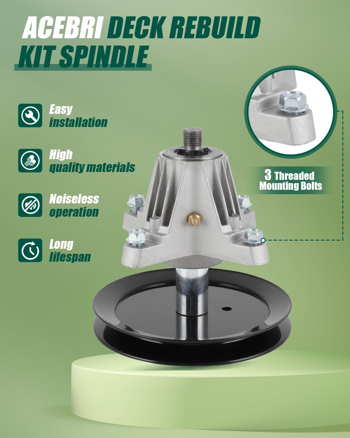 ACEBRI Kit de reconstrucción de cubierta para cortacésped Cub Cadet LTX1045 LTX1046 LTX1046VT 1 correa de transmisión, 2 conjunto de husillo, 2 cuchillas de cortacésped, 2 poleas tensoras