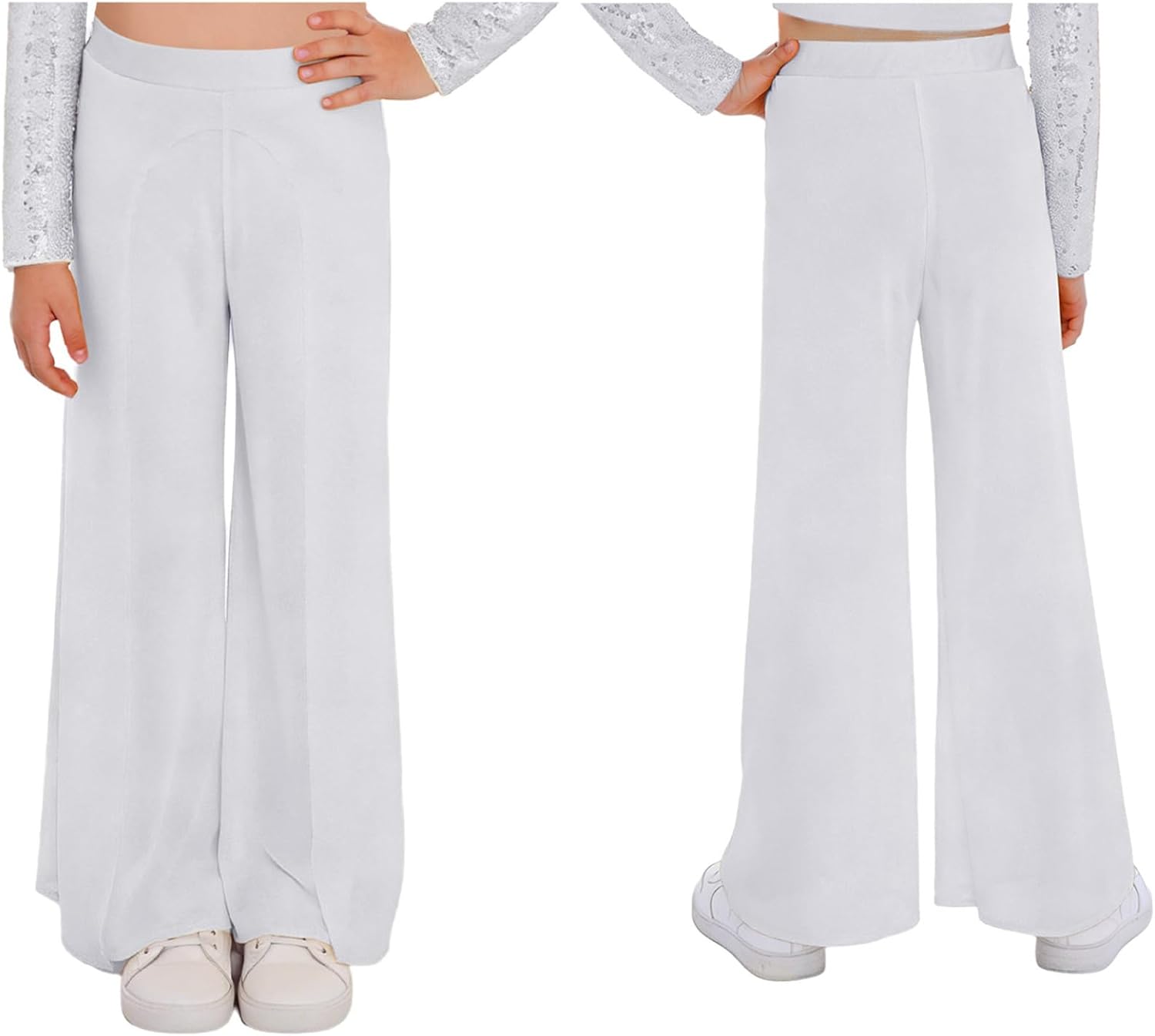 Loyan Girls Gymnastic Wide-Leg Pants Dancing Bottoms Jazz Ballet Latin Lyrical Dance Trousers Lyrical Dance Costume