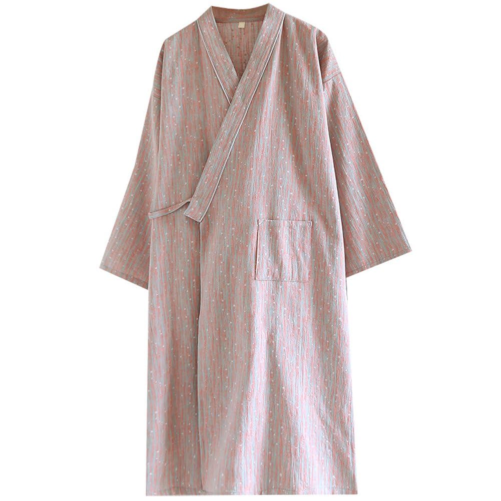 Ppmter Cotton Gauze Kimono Robe for Women, Long Loose Bathrobe Nightgown Loungewear Soft Sleepwear