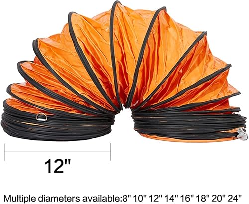 Miniatura 3 de Manguera flexible de PVC, manguera de conducto HVAC ignífuga para ventilador con cuerda ajustable y anillo en D, fácil almacenamiento (12 pulgadas x